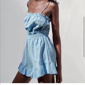 Zara Gingham Blue Romper